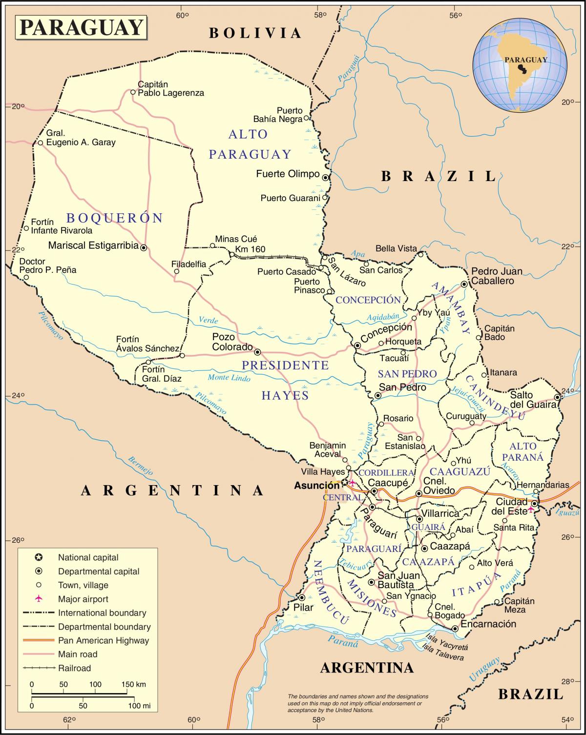 Mapa cateura Paragvaju 