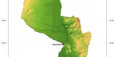 Mapa fizički Paragvaju
